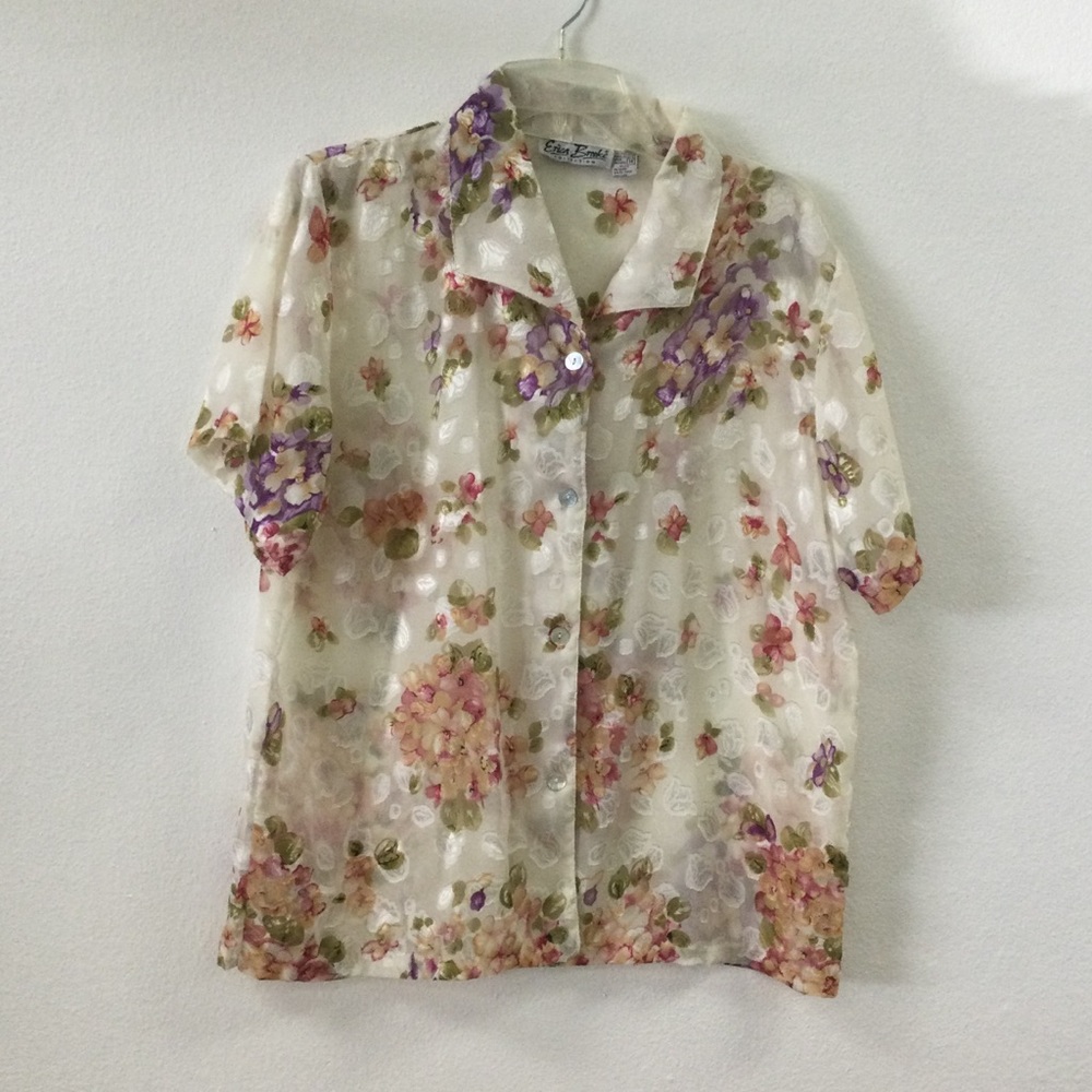 Floral Blouse with Purple and Pink Accents
